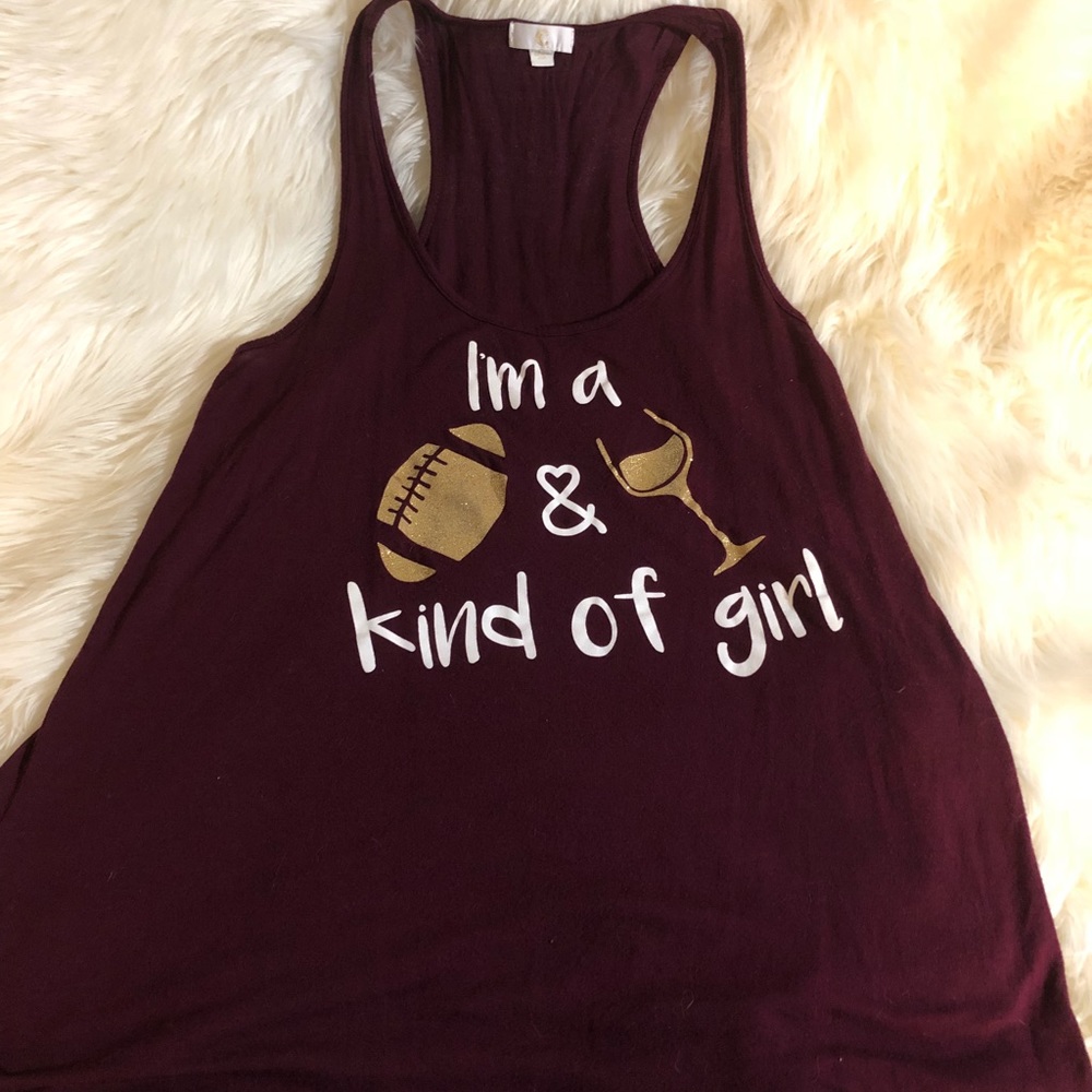Charming Charlie’s burgundy graphic tank top